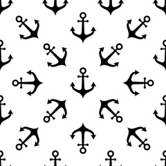 Anchor Icon Seamless Pattern, Flat