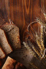 bread on wood background