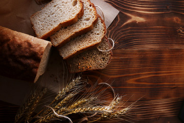 bread on wood background