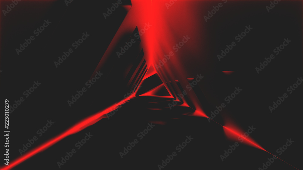 Poster white clear triangular corridor going into perspective with windows on the sides. 3d rendering