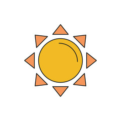 Sun icon, cartoon style