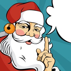 Pop art Santa Claus in red clothes
