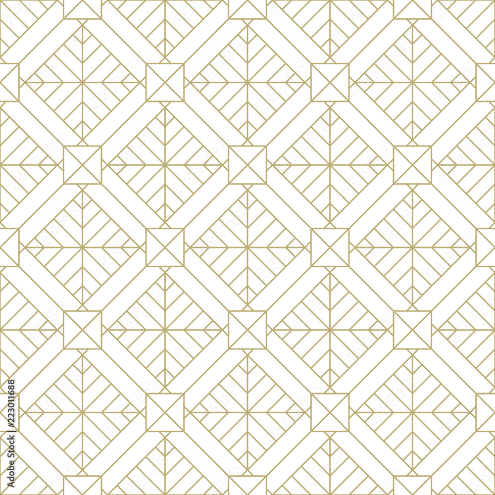 Poster Geometric gold linear pattern. Seamless vector pattern