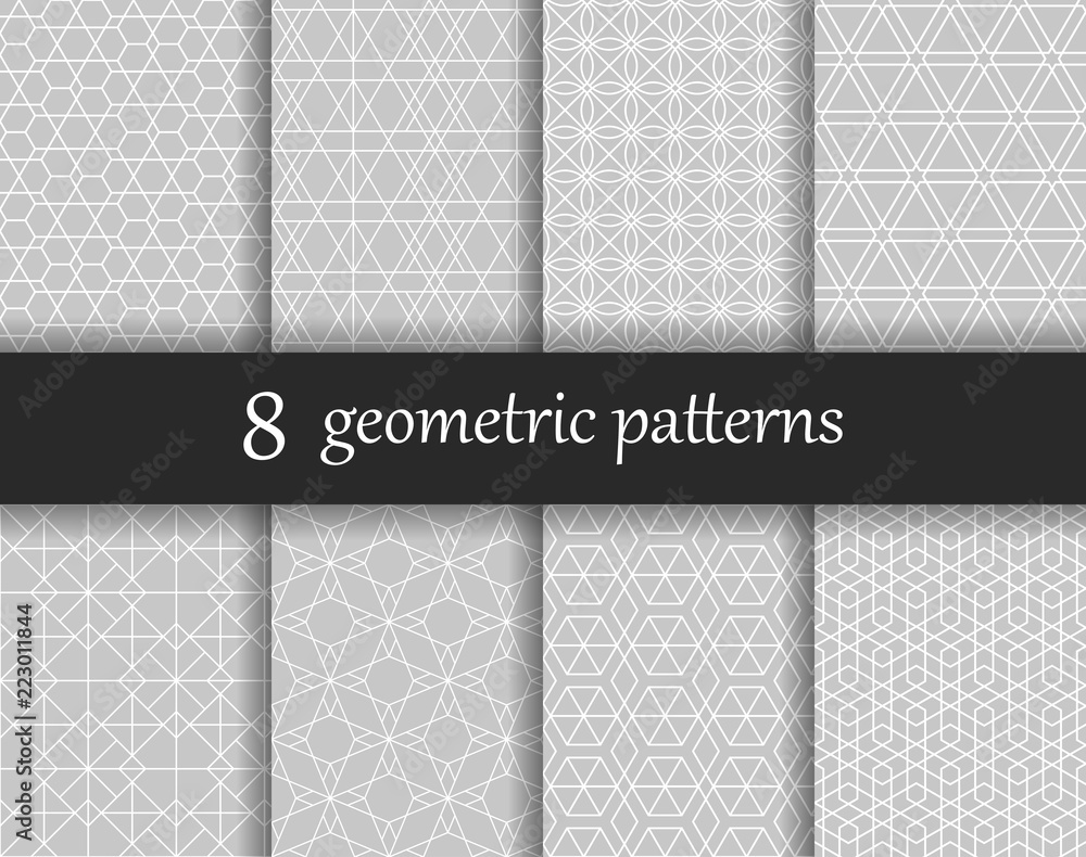 Aufkleber Set of vector geometric textures. Collection of seamless patterns for your design