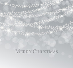 Vector illustration abstract Christmas background. Lights on grey background. Silver Holiday New year glitter.
