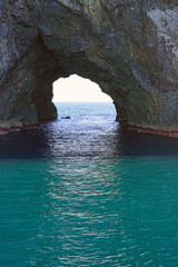 View of the Hole in the Rock in the Bay of Islands, North Island, New Zealand