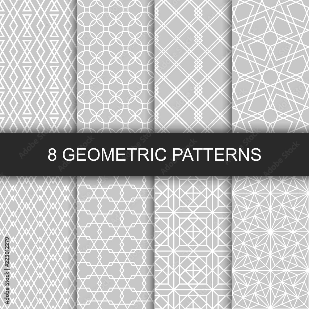 Aufkleber Set of vector geometric textures. Collection of seamless patterns for your design