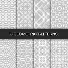 Set of vector geometric textures. Collection of seamless patterns for your design
