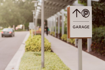 Parking Garage Sign with Arrow