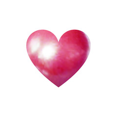 Vector 3D Pearly Heart, Bright Pink Love Symbol Isolated.