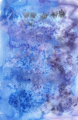 Watercolor wet background purle, blue, dark, deep, salt, abstract, wash, painting