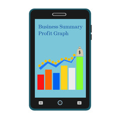 Isolated smartphone technology device display business growth profit money graph , target concepts