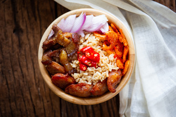 Original  Thai food.  Shrimp Fried Rice close up.