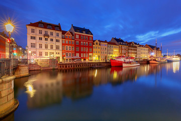 Copenhagen. The Nyhavn channel is at dawn.