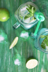 Lemonade from lime and mint