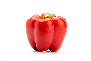 Front view of red pepper on a white background, vegetable to flavor