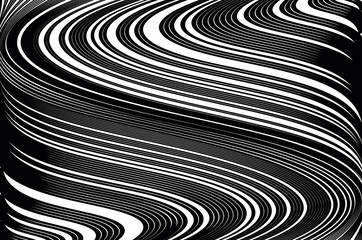 Abstract pattern.  Texture with wavy, billowy lines. Optical art background. Wave design black and white.