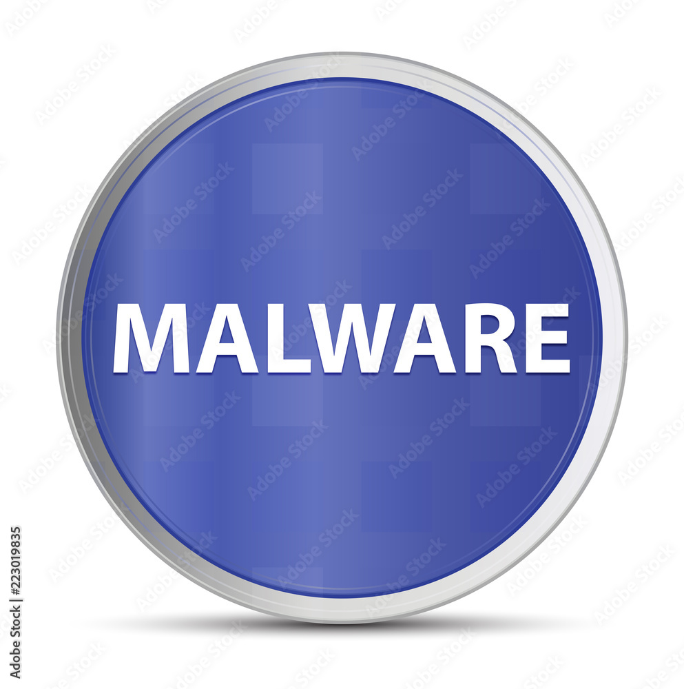 Poster Malware blue round button