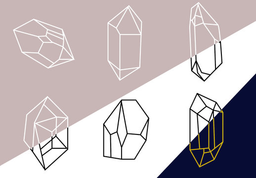 Ensemble d&rsquo;illustrations g&eacute;om&eacute;triques Cristaux futuristes