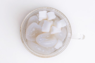 Nipa palm fruit and macapuno coconut ,gelatinous coconut, in syrup