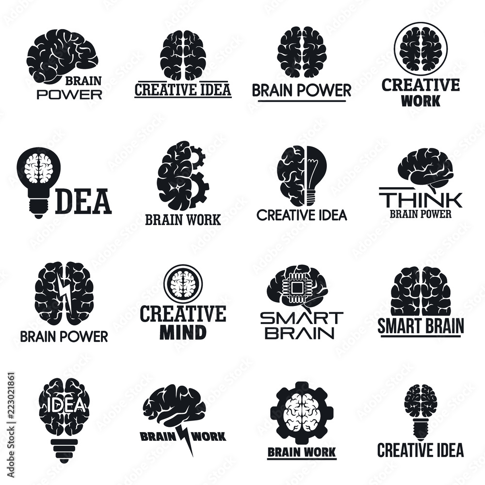 Aufkleber brain logo set. simple set of brain vector logo for web design on white background