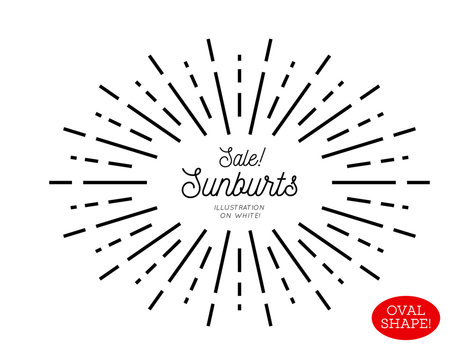 Sunburst design element. Oval shape. Vector illustration on white background