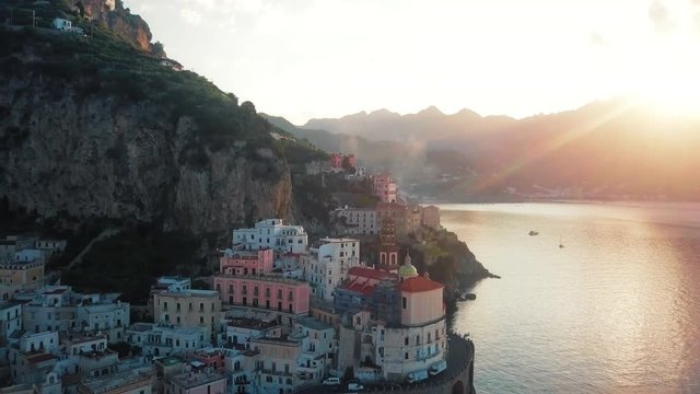 Atrani Haze Aerial by Dawn, Amalfi Coast