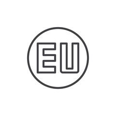 Eu sign outline icon. linear style sign for mobile concept and web design. simple line vector icon. Symbol, logo illustration. Pixel perfect vector graphics