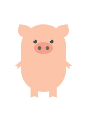 A pig, a pink, funny pig. The year of the pig. Cartoon, vector