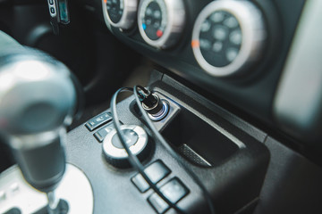 car charger in car close up