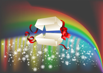 opened gift and rainbow