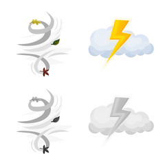 Vector illustration of weather and climate sign. Collection of weather and cloud stock vector illustration.