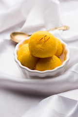 Rajbhog is a traditional Bengali sweet dish made during Navaratri festival using paneer or chena and flavoured with saffron and rose essence