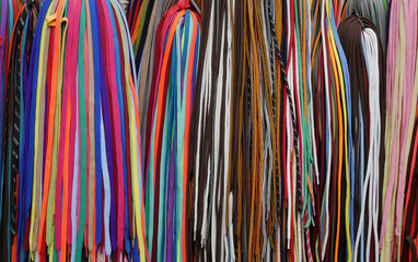 Heap of colorful shoe laces