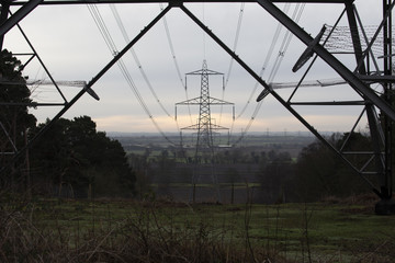Electricity Pylons at sunset