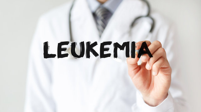 Doctor writing word LEUKEMIA with marker, Medical concept