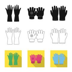 Isolated object of glove and winter sign. Collection of glove and equipment vector icon for stock.