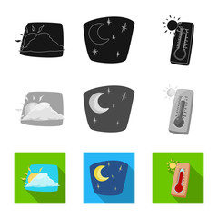 Isolated object of weather and climate symbol. Collection of weather and cloud stock symbol for web.