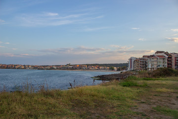 Shore with houses and the sea