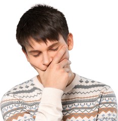 Young man appearing very frustrated