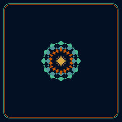 Pattern, zigzag, rays, sun, necklace, diamond on a blue background