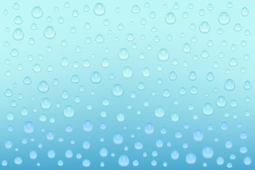 Water background with water drops. Blue water bubbles