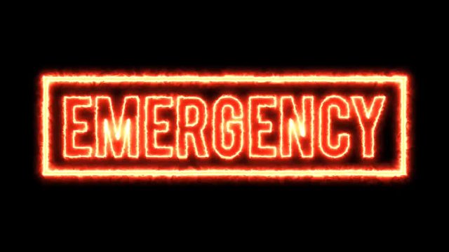 Emergency Background With Dirty Twitch Effect/
Animation of a grunge burning textured red urgent sign background, with various vintage distorted twitch and glitch effects