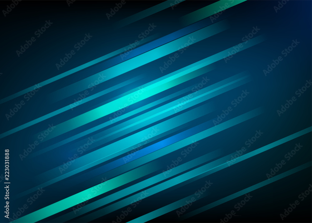 Poster abstract blue background with light diagonal lines. speed motion design. dynamic sport texture. tech