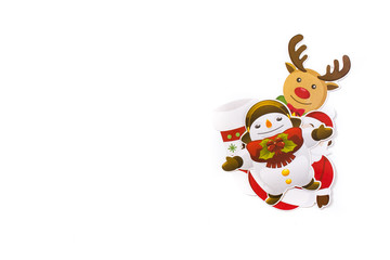 Christmas ornament (christmas dolls) on white background. Copyspace

