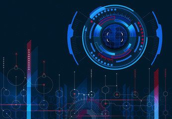 Computer management. The image of the earth. Virtual graphic interface, electronic lens, HUD element. Abstract, science, futuristic, energy. illustration © lily_studio
