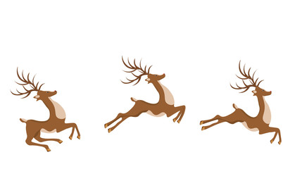 Fototapeta na wymiar New Year, Christmas deer in a jump. illustration