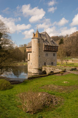 Fototapeta na wymiar Crupet castle, a tiny medieval castle near Namur, Belgium