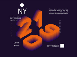 Naklejka premium 2019 Colored . Banner with 2019 Numbers. Vector New Year illustration.