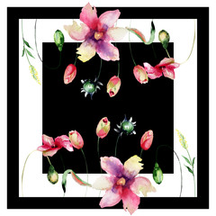 Panele Szklane  Wzór z kwiatami tulipanów, modny kwadratowy szal lub projekt poduszki